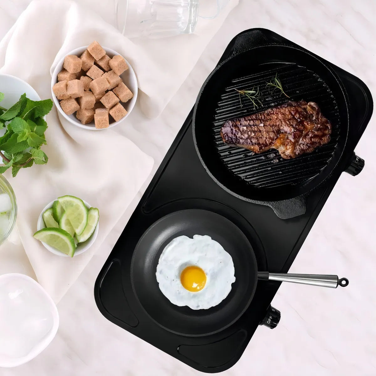Cocinilla eléctrica de 2 platos portátil