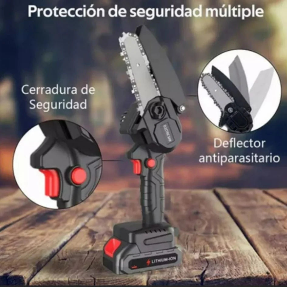 Motosierra Eléctrica en Color Negro + 2 BATERÍA EXTRA DE REGALO