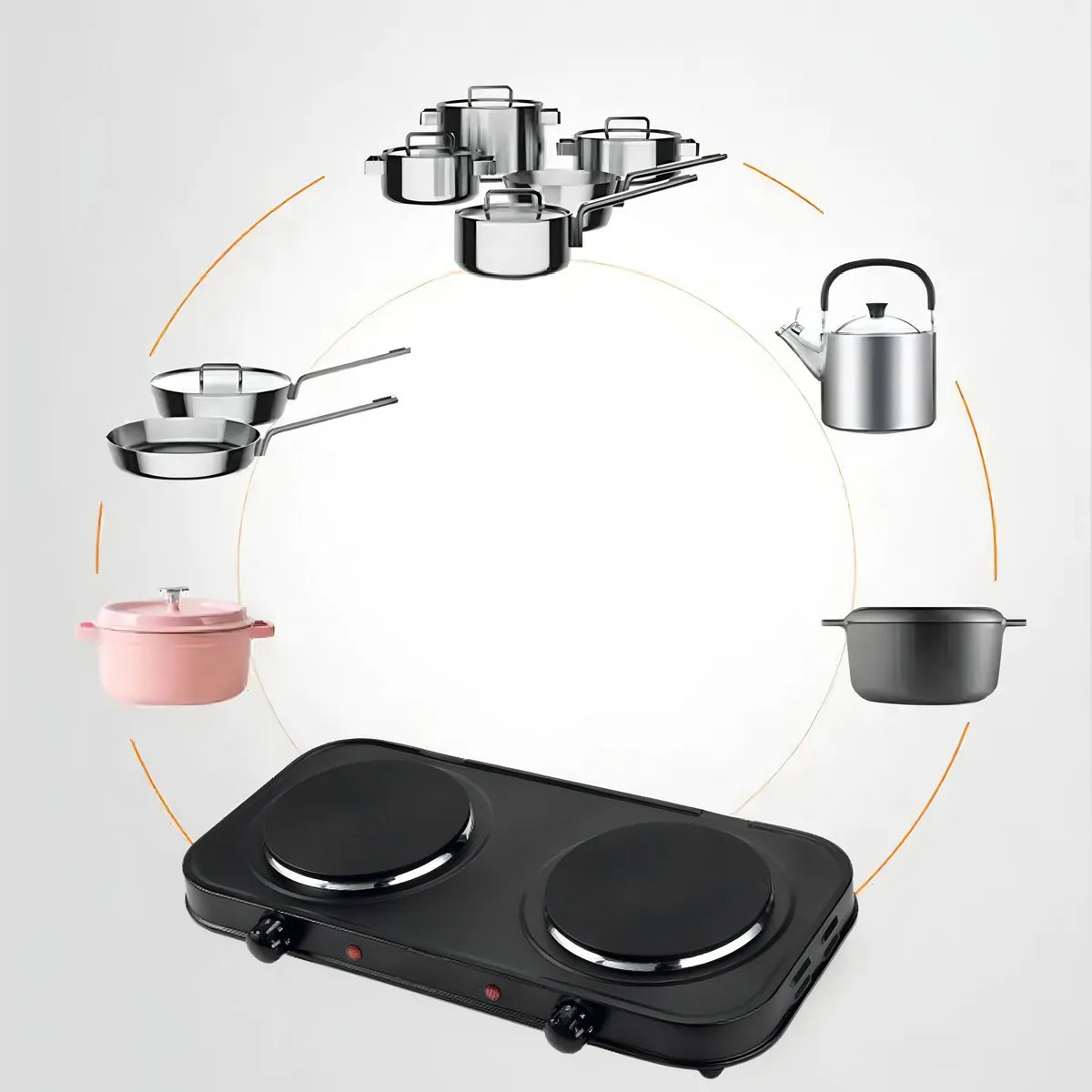 Cocinilla eléctrica de 2 platos portátil