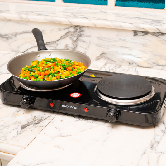 Cocinilla eléctrica de 2 platos portátil